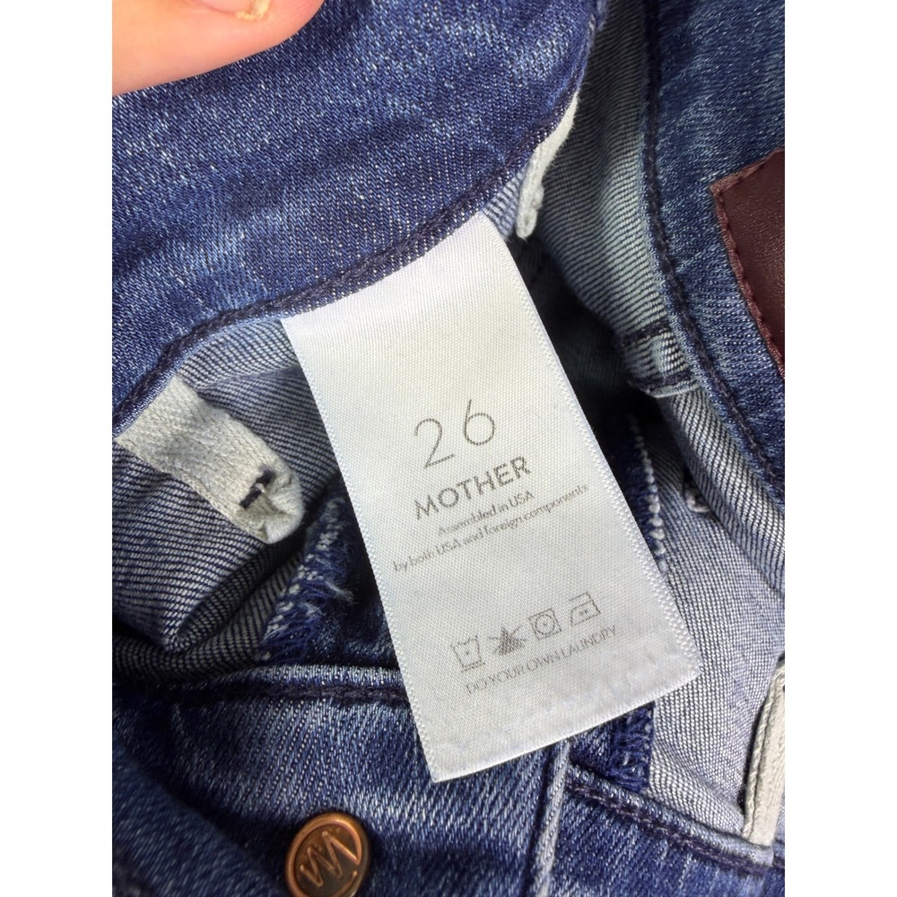 MOTHER The Hustler Size 26 Ankle Fray Jeans Blue Patch Pocket Flare Raw Hem - Picture 5 of 15